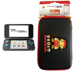 Nintendo NEW 2DS Console Black & Turquoise w/Charging Cable & Carrying Case [Loose Game/System/Item]